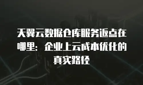 天翼云数据仓库服务返点在哪里：企业上云成本优化的真实路径