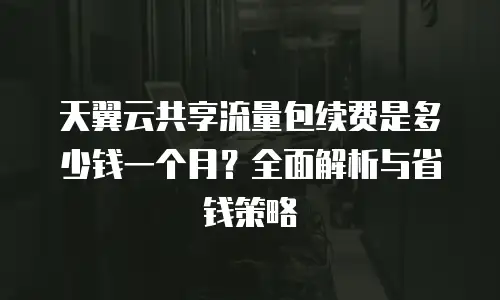 天翼云共享流量包续费是多少钱一个月？全面解析与省钱策略