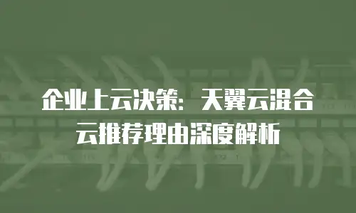 企业上云决策：天翼云混合云推荐理由深度解析