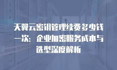 天翼云密钥管理续费多少钱一次：企业加密服务成本与选型深度解析