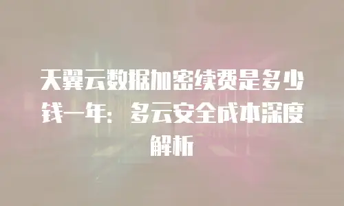 天翼云数据加密续费是多少钱一年：多云安全成本深度解析