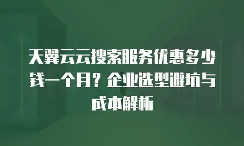 天翼云云搜索服务优惠多少钱一个月？企业选型避坑与成本解析