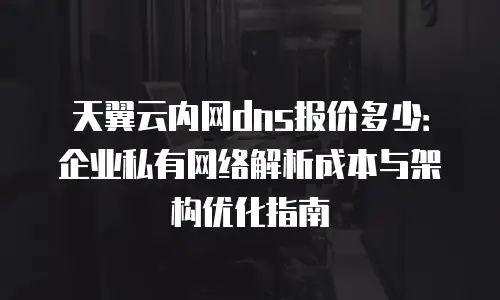 天翼云内网dns报价多少：企业私有网络解析成本与架构优化指南