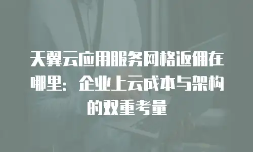 天翼云应用服务网格返佣在哪里：企业上云成本与架构的双重考量