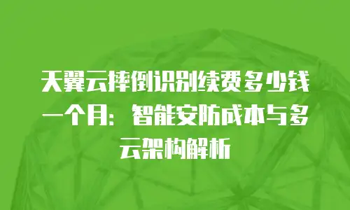 天翼云摔倒识别续费多少钱一个月：智能安防成本与多云架构解析