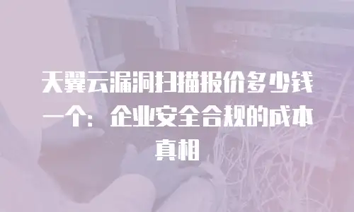 天翼云漏洞扫描报价多少钱一个：企业安全合规的成本真相