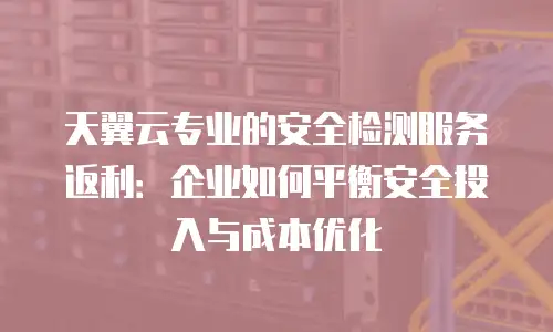 天翼云专业的安全检测服务返利：企业如何平衡安全投入与成本优化