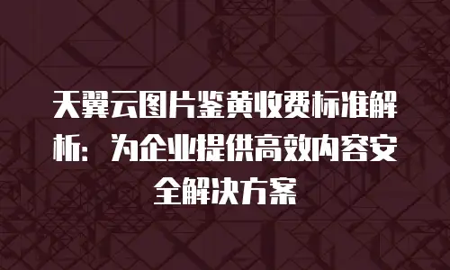天翼云图片鉴黄收费标准解析：为企业提供高效内容安全解决方案