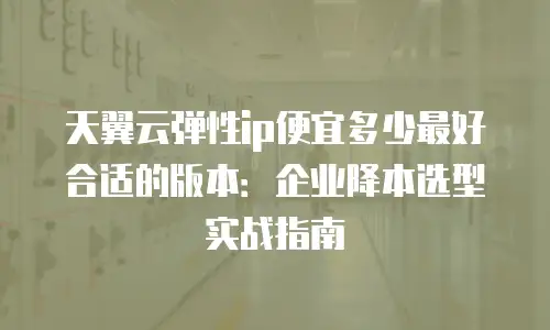 天翼云弹性ip便宜多少最好合适的版本：企业降本选型实战指南