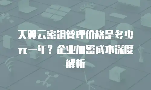 天翼云密钥管理价格是多少元一年？企业加密成本深度解析
