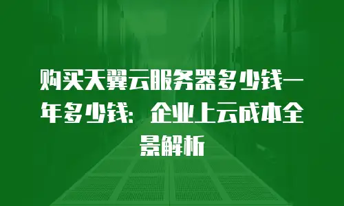 购买天翼云服务器多少钱一年多少钱：企业上云成本全景解析