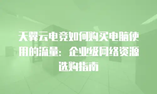 天翼云电竞如何购买电脑使用的流量：企业级网络资源选购指南