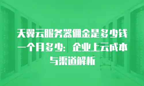 天翼云服务器佣金是多少钱一个月多少：企业上云成本与渠道解析