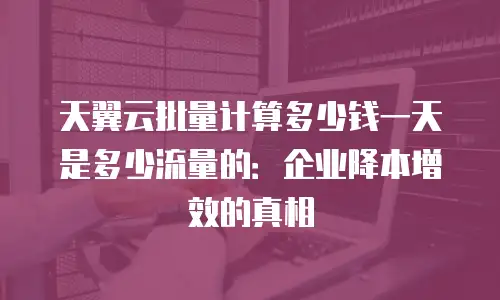 天翼云批量计算多少钱一天是多少流量的：企业降本增效的真相