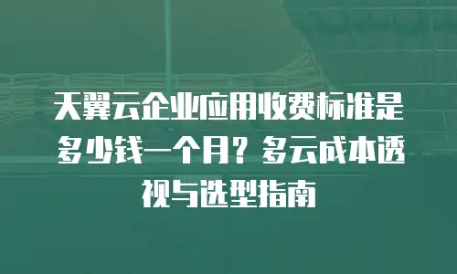 天翼云企业应用收费标准是多少钱一个月？多云成本透视与选型指南