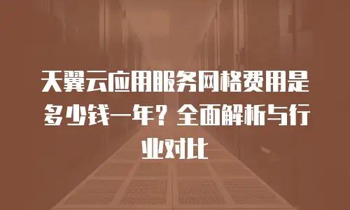 天翼云应用服务网格费用是多少钱一年？全面解析与行业对比