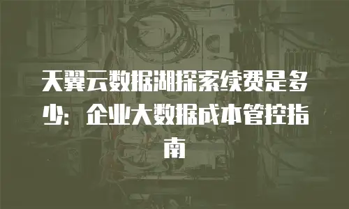 天翼云数据湖探索续费是多少：企业大数据成本管控指南