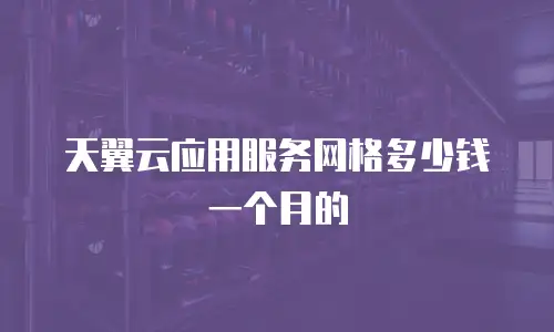 天翼云应用服务网格多少钱一个月的
