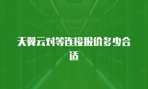 天翼云对等连接报价多少合适