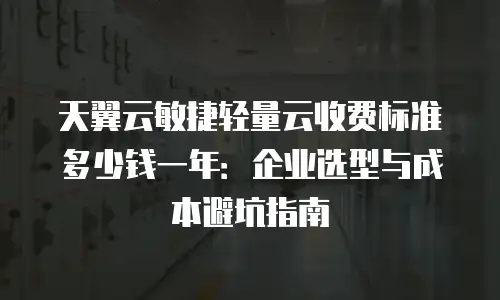 天翼云敏捷轻量云收费标准多少钱一年：企业选型与成本避坑指南