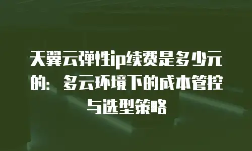 天翼云弹性ip续费是多少元的：多云环境下的成本管控与选型策略