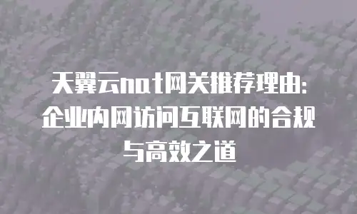 天翼云nat网关推荐理由：企业内网访问互联网的合规与高效之道