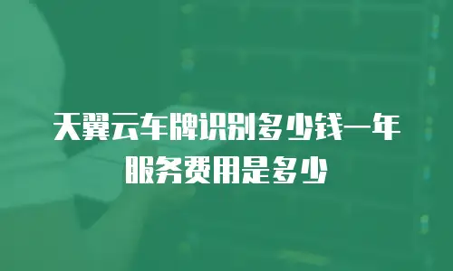 天翼云车牌识别多少钱一年服务费用是多少