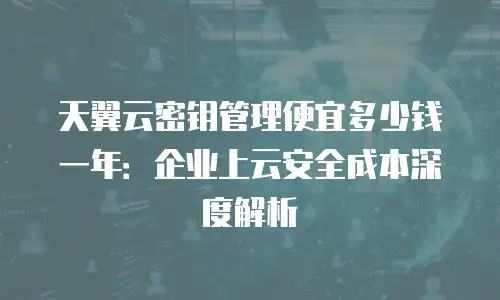 天翼云密钥管理便宜多少钱一年：企业上云安全成本深度解析