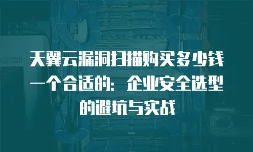 天翼云漏洞扫描购买多少钱一个合适的：企业安全选型的避坑与实战