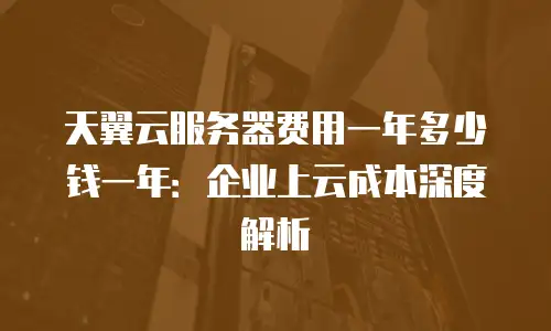 天翼云服务器费用一年多少钱一年：企业上云成本深度解析