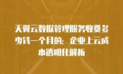 天翼云数据管理服务收费多少钱一个月的：企业上云成本透明化解析