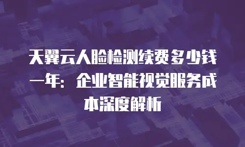 天翼云人脸检测续费多少钱一年：企业智能视觉服务成本深度解析
