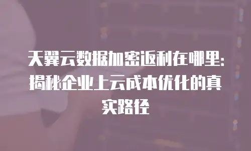 天翼云数据加密返利在哪里：揭秘企业上云成本优化的真实路径