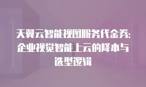 天翼云智能视图服务代金券：企业视觉智能上云的降本与选型逻辑