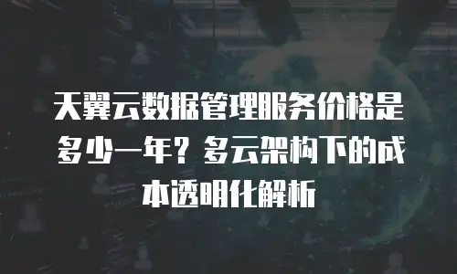 天翼云数据管理服务价格是多少一年？多云架构下的成本透明化解析