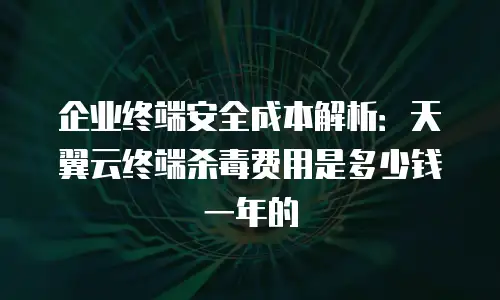 企业终端安全成本解析：天翼云终端杀毒费用是多少钱一年的