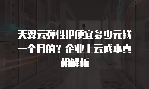 天翼云弹性IP便宜多少元钱一个月的？企业上云成本真相解析