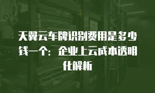 天翼云车牌识别费用是多少钱一个：企业上云成本透明化解析