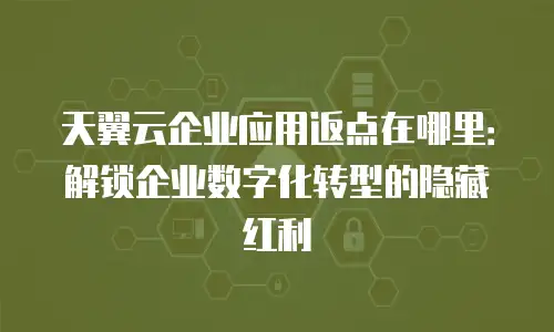 天翼云企业应用返点在哪里：解锁企业数字化转型的隐藏红利