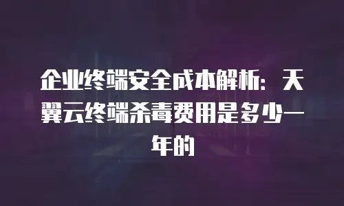 企业终端安全成本解析：天翼云终端杀毒费用是多少一年的