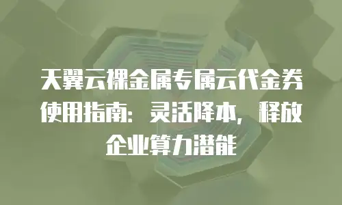 天翼云裸金属专属云代金券使用指南：灵活降本，释放企业算力潜能