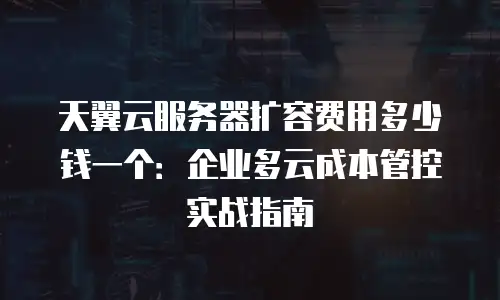 天翼云服务器扩容费用多少钱一个：企业多云成本管控实战指南