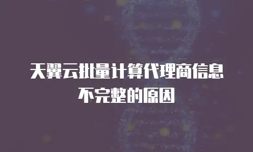 天翼云批量计算代理商信息不完整的原因