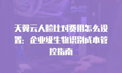 天翼云人脸比对费用怎么设置：企业级生物识别成本管控指南