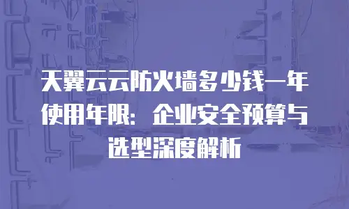 天翼云云防火墙多少钱一年使用年限：企业安全预算与选型深度解析