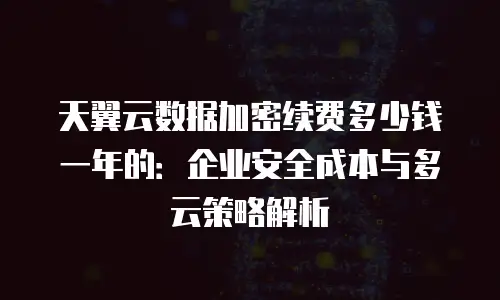 天翼云数据加密续费多少钱一年的：企业安全成本与多云策略解析