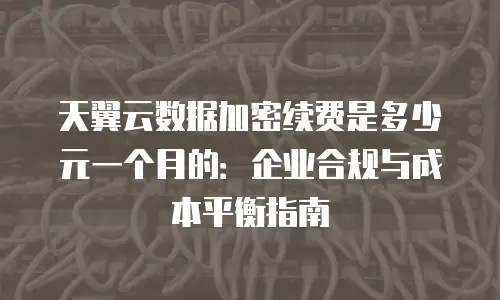 天翼云数据加密续费是多少元一个月的：企业合规与成本平衡指南