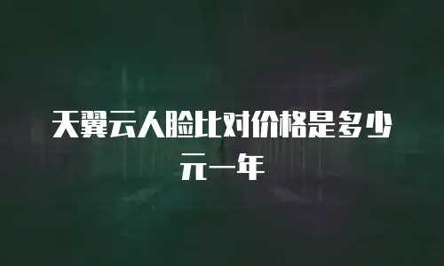 天翼云人脸比对价格是多少元一年