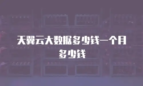 天翼云大数据多少钱一个月多少钱