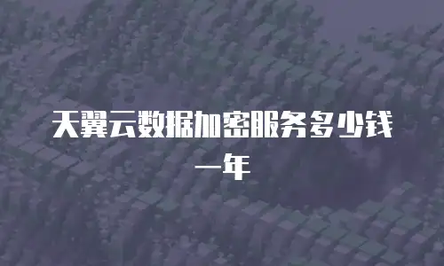天翼云数据加密服务多少钱一年